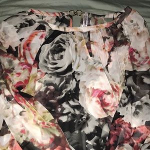 Sheer Floral Long Sleeve Size XL